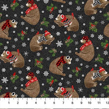 Load image into Gallery viewer, Beary Merry Christmas by Deborah Edwards for Northcott - Background Black Tossed Bears
