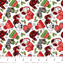 Load image into Gallery viewer, Beary Merry Christmas by Deborah Edwards for Northcott - Background White Tossed Hats
