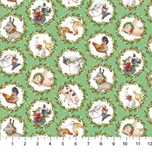 Charger l'image dans la galerie, Barnyard Christmas par Deborah Edwards pour Northcott - Background Green Animal Wreaths
