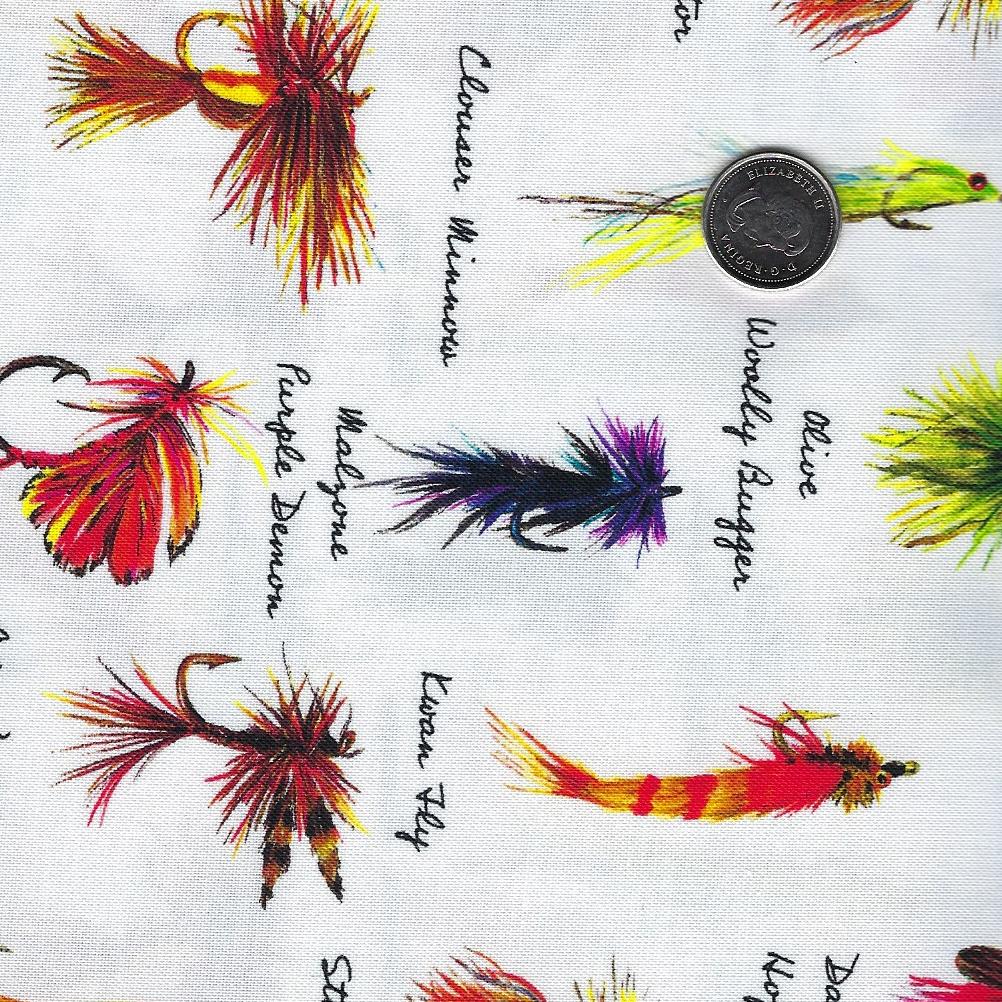 Daily Catch par Tracy Moad pour RJR Fabrics - Background White Will's Lures