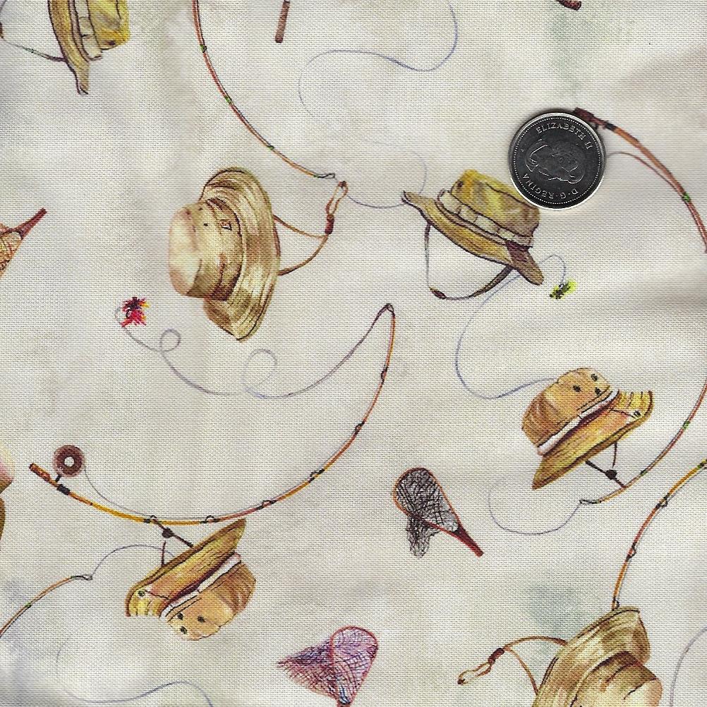 Daily Catch par Tracy Moad pour RJR Fabrics - Background Light Khaki Let's Go Fishing