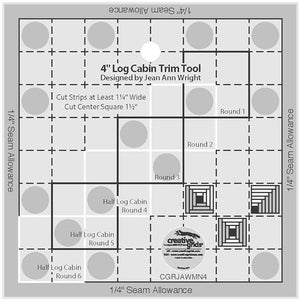 Creative Grids - Règle antidérapante de coupe Log Cabin - 5 Tailles