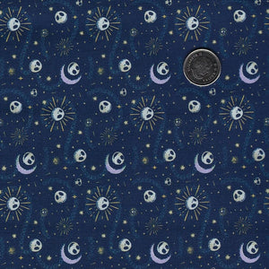 The Nightmare Before Christmas Mystical Opulence by Camelot Fabrics - Background Navy Astral Jack Skellington