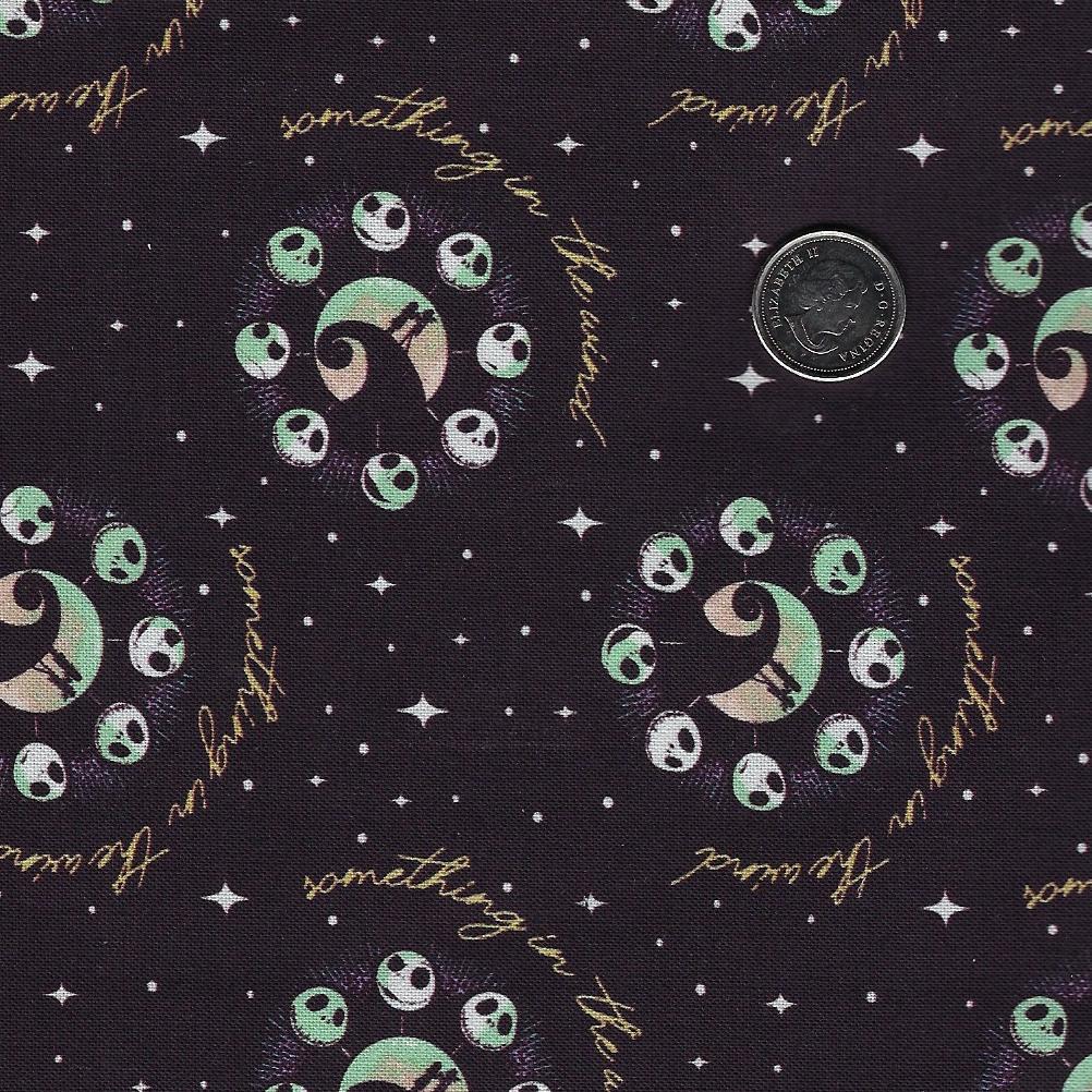 The Nightmare Before Christmas Mystical Opulence by Camelot Fabrics - Background Black Something in the Wind