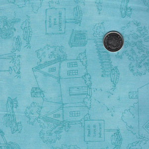 Readerville by Kris Lammers for Maywood Studio - Blue Tone on Tone Neighborhood Toile