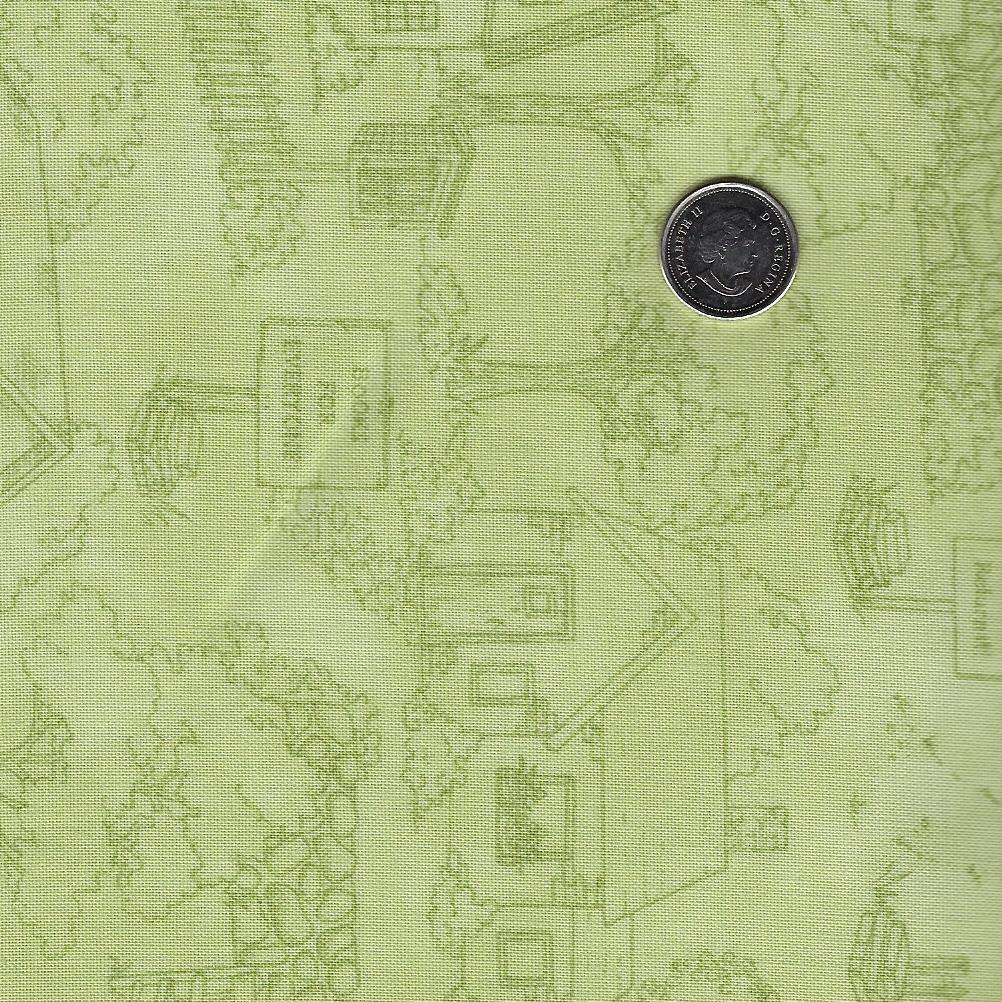 Readerville by Kris Lammers for Maywood Studio - Green Tone on Tone Neighborhood Toile