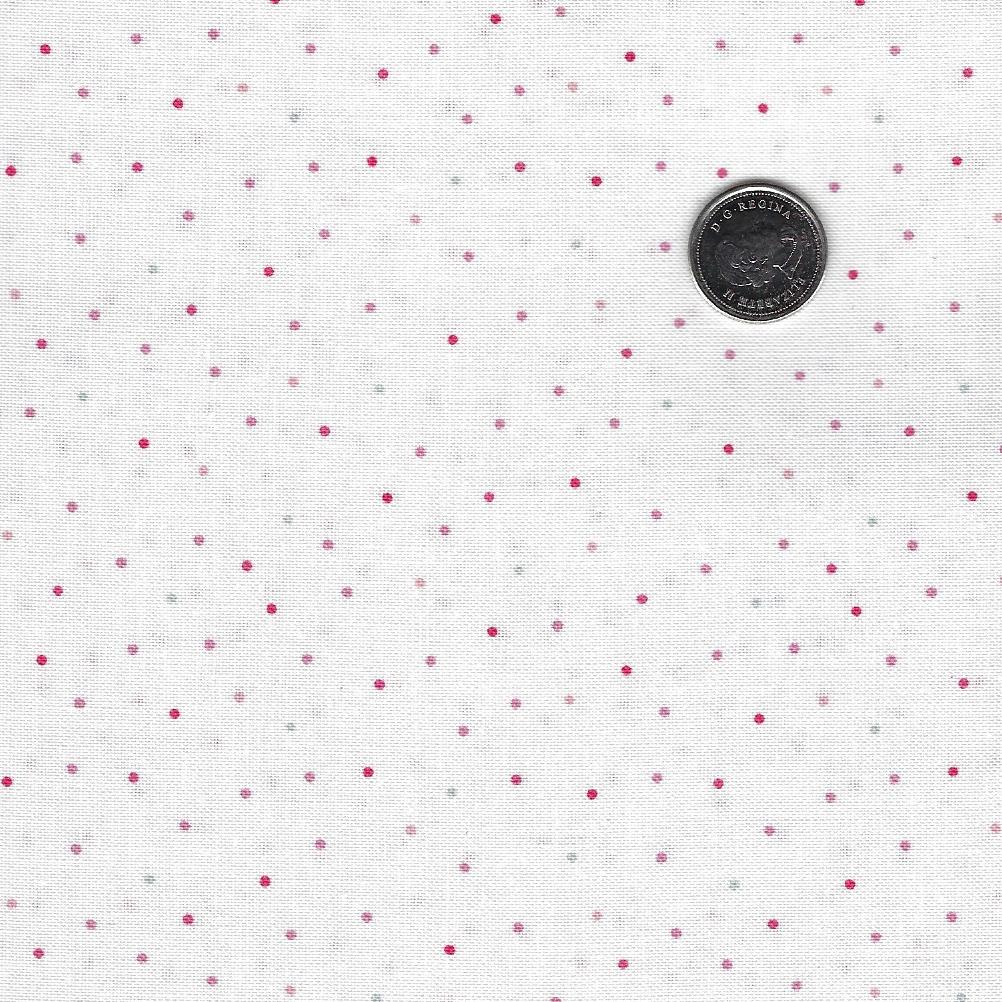 Vintage Flora par Maywood Studio - Background White Red Tiny Dots