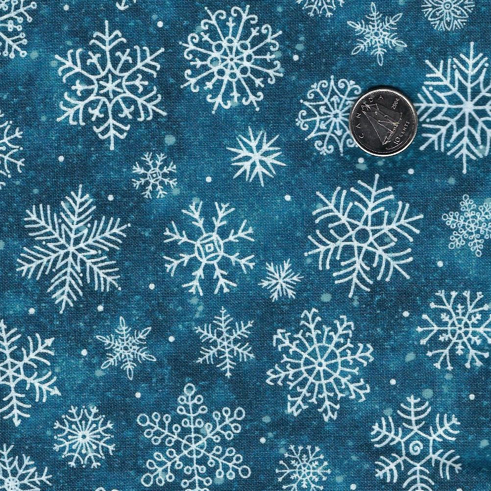 Silent Night par Abraham Hunter pour Northcott - Background Dark Blue Snowflakes