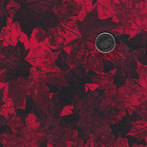 108 Inches Wide Backing - Oh Canada - Stonehenge 11th Anniversary Edition by Northcott  - Background Red Packed Leaves