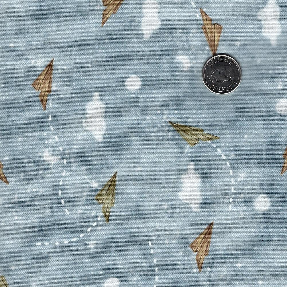 Great Journey par Bernadett Urbanovics pour Figo Fabrics - Background Blue Paper Planes