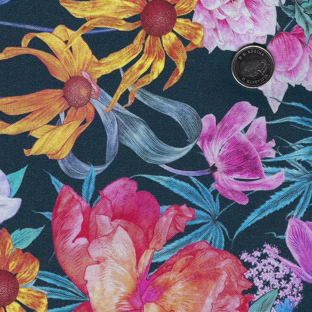 Margo by Adriana Picker for Figo Fabrics - Background Teal Garden Party