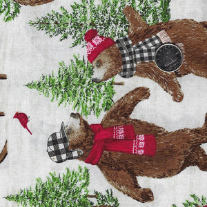 Beary Merry Christmas par Deborah Edwards pour Northcott - Background White Forest Bears