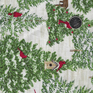 Beary Merry Christmas by Deborah Edwards for Northcott - Background White Forest