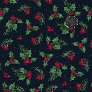 Farmstead Friends par Simon Treadwell pour Northcott - Background Navy Holly