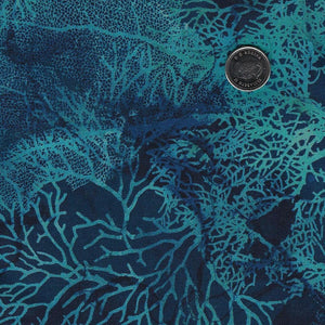Sea Breeze by Deborah Edwards and Melanie Samra for Northcott - Background Dark Blue Coral