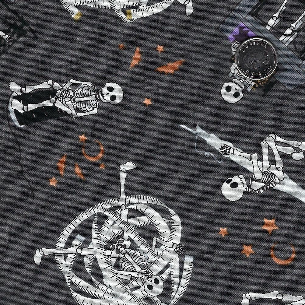 Mr. Bones Sews by Kimberlee Peers-Moore for Figo Fabrics - Background Grey Mr Bones