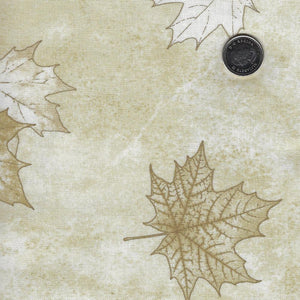 Oh Canada - Stonehenge 13th Anniversary Edition by Northcott - Beige Tone on Tone Leaves Silhouette