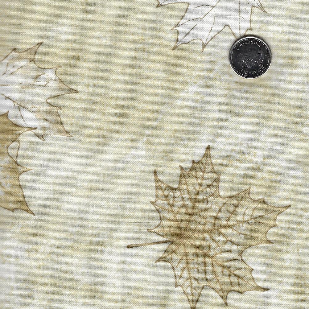Oh Canada - Stonehenge 13th Anniversary Edition by Northcott - Beige Tone on Tone Leaves Silhouette