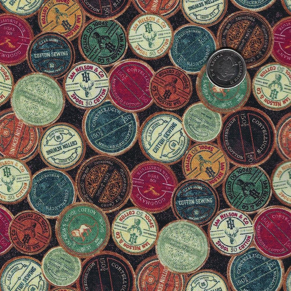 Stonehenge Stitchin' by Deborah Edwards for Northcott - Background Black Labels