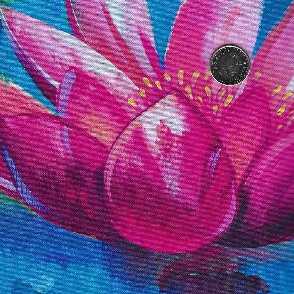 Lotus by Tim Parker for Northcott - Background Dark Blue Lotus Panel