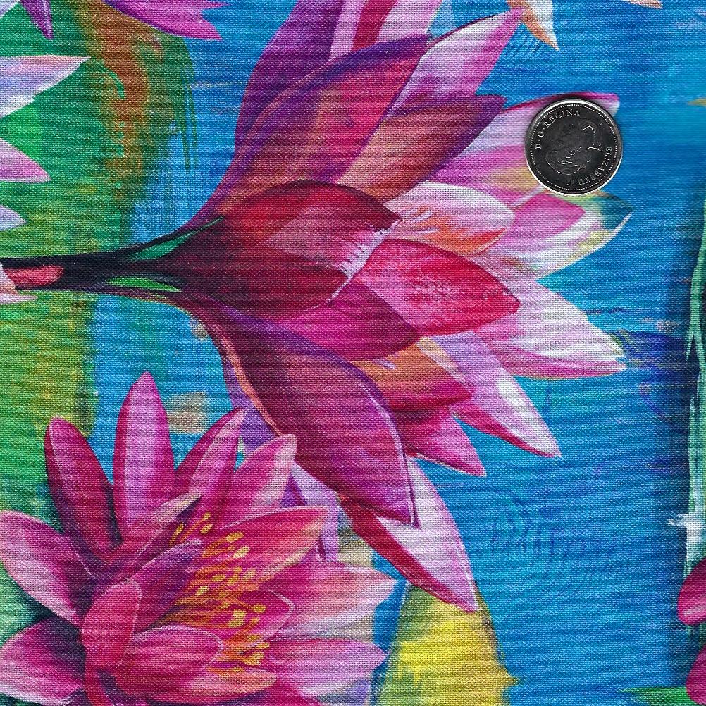 Lotus by Tim Parker for Northcott - Background Blue Lotus
