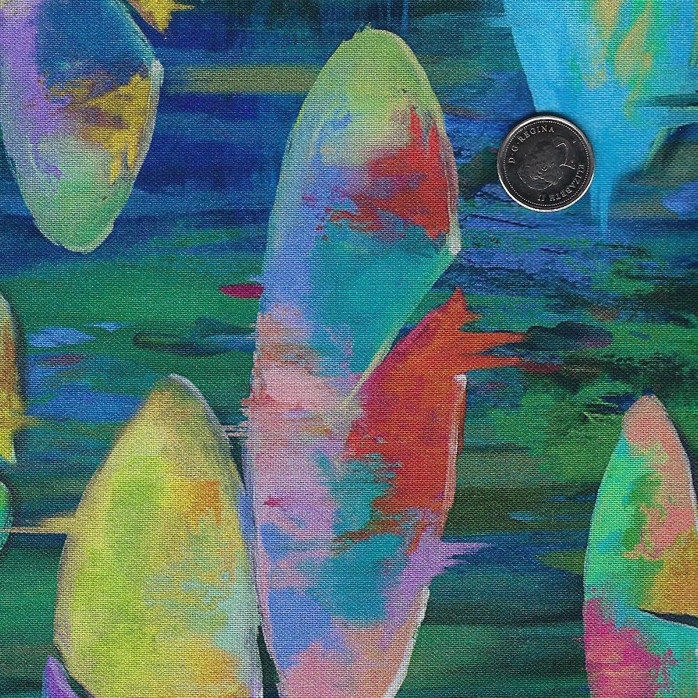 Lotus by Tim Parker for Northcott - Background Dark Green Lily Pads