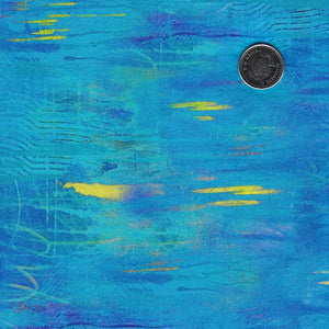 Lotus by Tim Parker for Northcott - Background Blue Small Brushstrokes