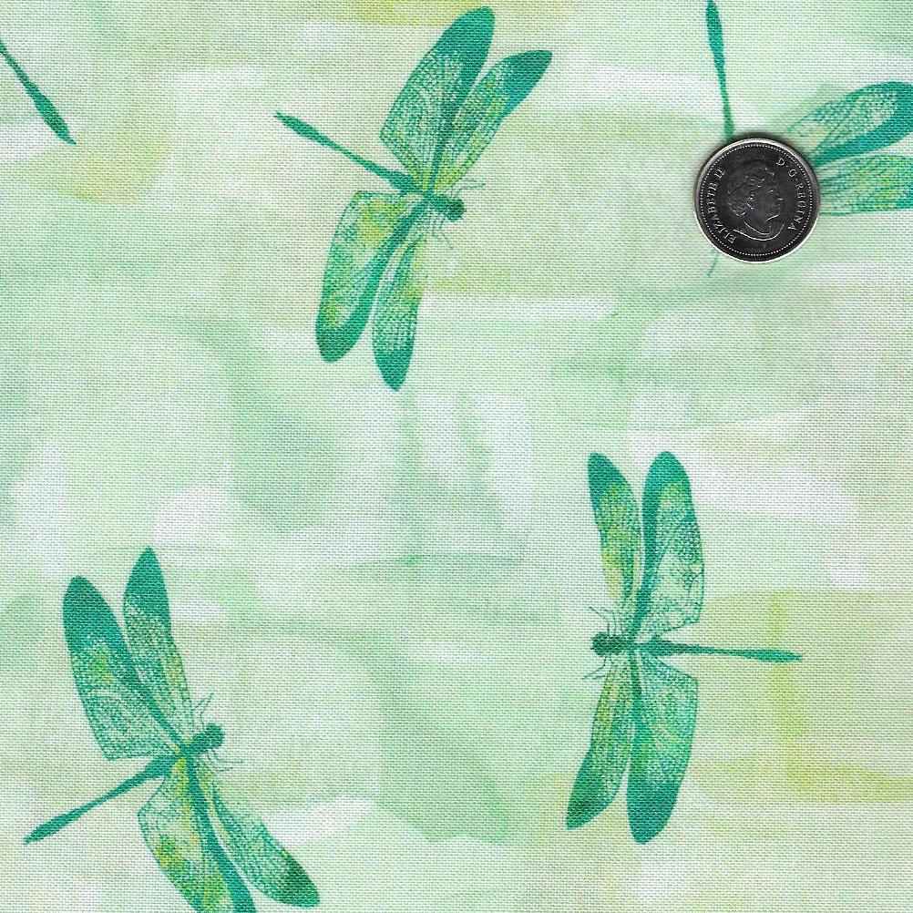 Luscious by Northcott - Background Pale Green Dragonflies