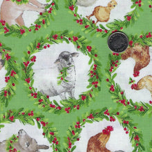 Charger l'image dans la galerie, Barnyard Christmas par Deborah Edwards pour Northcott - Background Green Animal Wreaths
