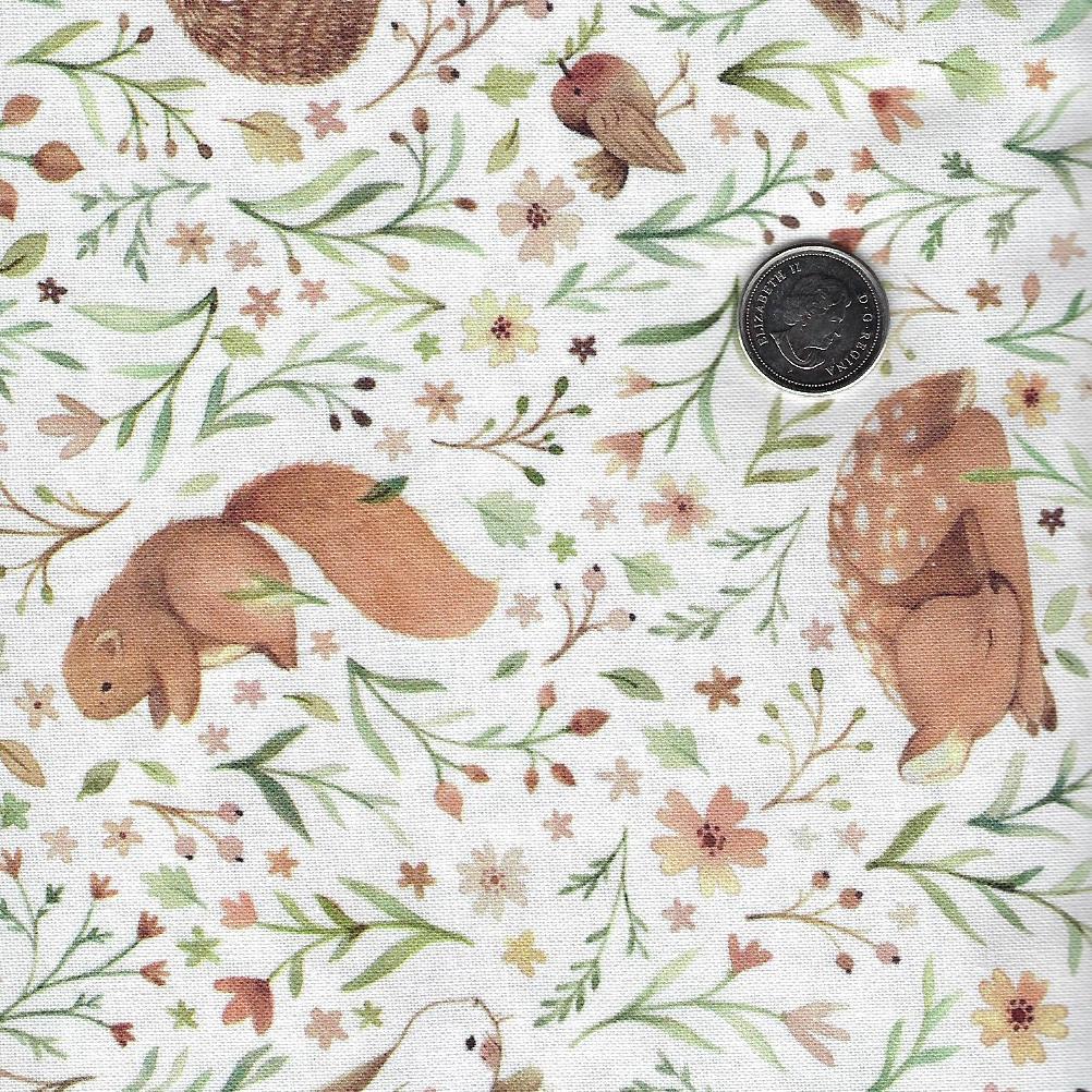 Little Fawn and Friends by Nina Stajner for Dear Stella Design - Background Cream Animal Floral