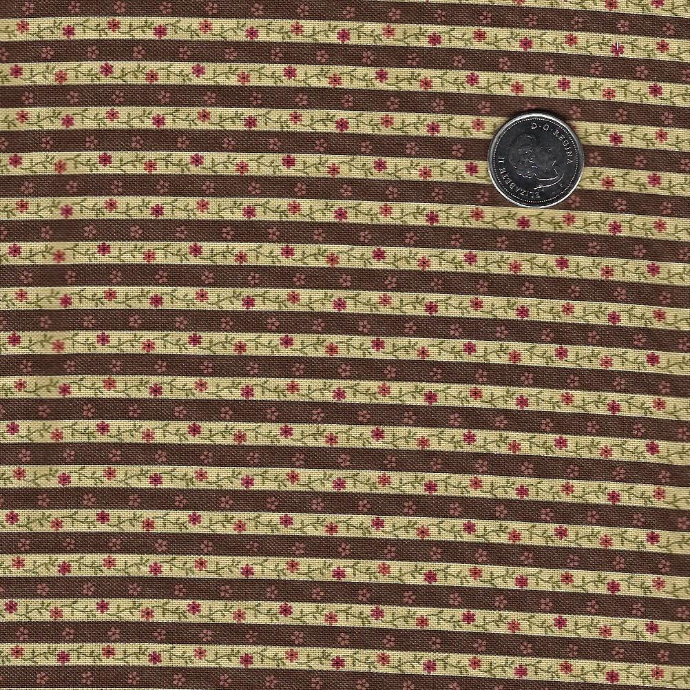 Hearthstone by Lynn Wilder for Marcus Fabrics - Background Brown Calico Stripe