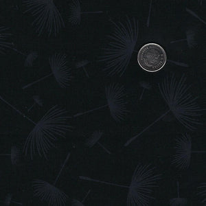 Blackout by Timeless Treasures - Black Tone on Tone Floating Dandelion Puffs