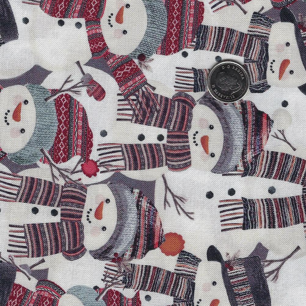 Let it Snow par Gail Cadden pour Timeless Treasures - Packed Hat & Scarf Snowmen