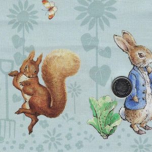 Peter Rabbit and Friends by Beatrix Potter for Riley Blake Designs - Border Print Background Blue