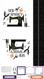 Mr. Bones Sews by Kimberlee Peers-Moore for Figo Fabrics - Background White Spooky Tote Canvas Panel