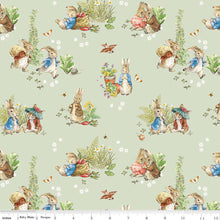 Charger l'image dans la galerie, Peter Rabbit and Benjamin Bunny par Beatrix Potter pour Riley Blake Designs - Background Green Main
