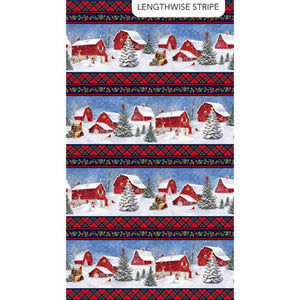 Farmstead Friends by Simon Treadwell for Northcott - Background Red Border Stripe