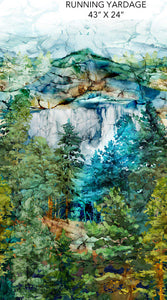 Cedarcrest Fall par Deborah Edwards and Melanie Samra pour Northcott - Background Teal Scenic