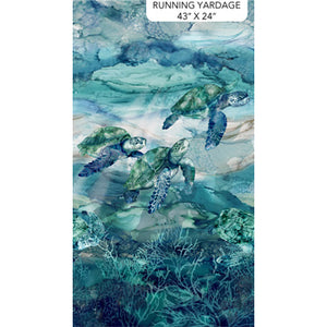 Sea Breeze by Deborah Edwards and Melanie Samra for Northcott - Border Print Background Blue Scenic