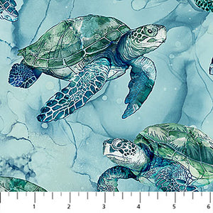 Sea Breeze by Deborah Edwards and Melanie Samra for Northcott - Background Blue Sea Turtles