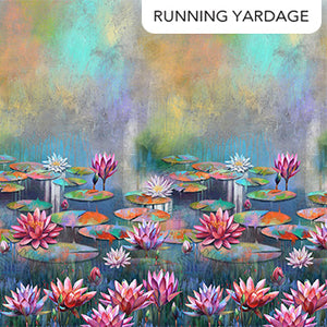Lotus by Tim Parker for Northcott -  Background Dark Blue Lotus Ombre