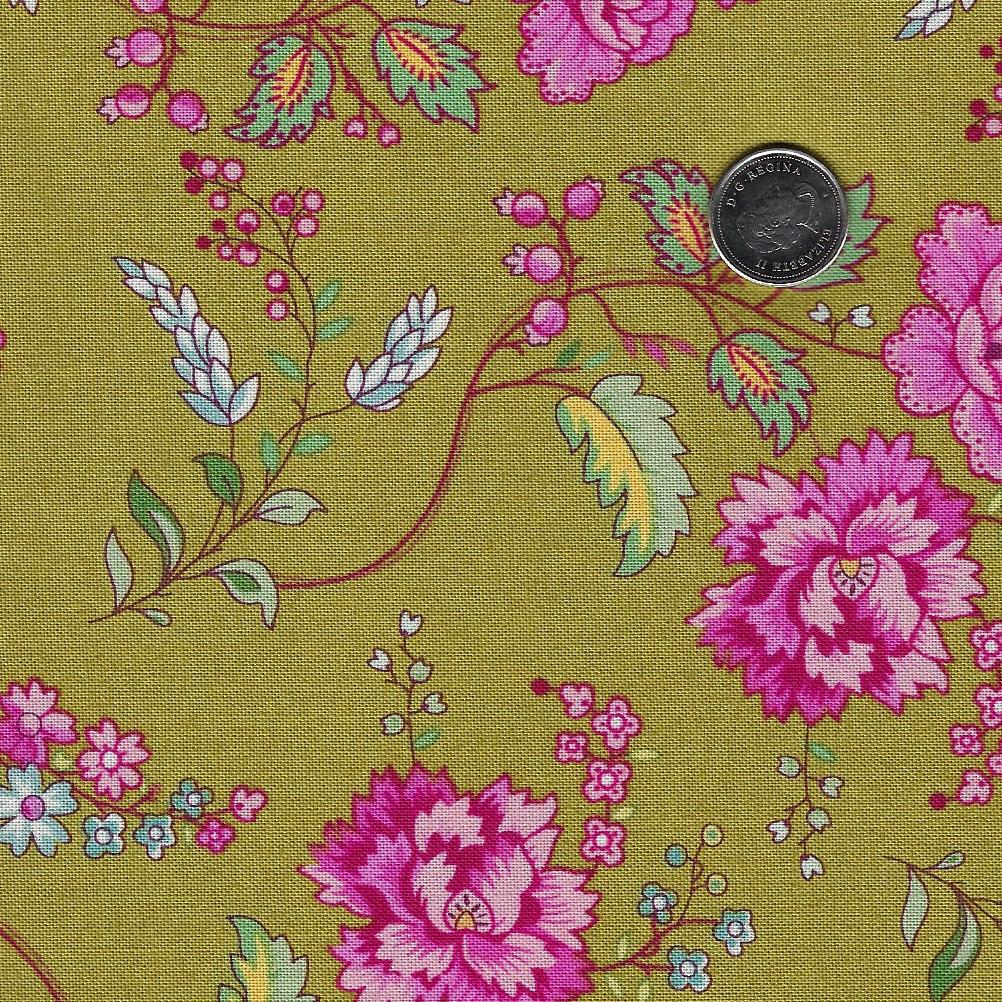Future Heirlooms by EQP Textiles - Background Apple Green Bouquet