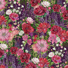 Charger l'image dans la galerie, Wild Garden par Nicole Tamarin pour White Owl Textiles - Background Purple Packed Floral

