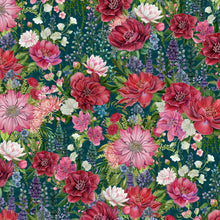Charger l'image dans la galerie, Wild Garden par Nicole Tamarin pour White Owl Textiles - Background Teal Packed Floral
