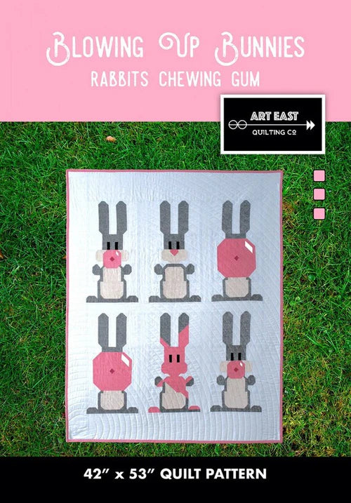 Blowing Up Bunnies - Rabbits Chewing Gum by Art East Quilting Co