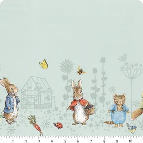 Peter Rabbit and Friends by Beatrix Potter for Riley Blake Designs - Border Print Background Blue