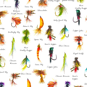 Daily Catch par Tracy Moad pour RJR Fabrics - Background White Will's Lures