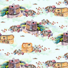 Charger l&#39;image dans la galerie, Daily Catch par Tracy Moad pour RJR Fabrics - Background Celeste Fish Day
