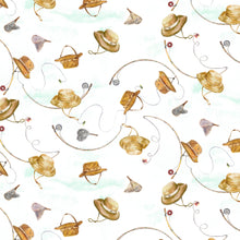 Charger l&#39;image dans la galerie, Daily Catch par Tracy Moad pour RJR Fabrics - Background Aqua Cloud Let&#39;s Go Fishing
