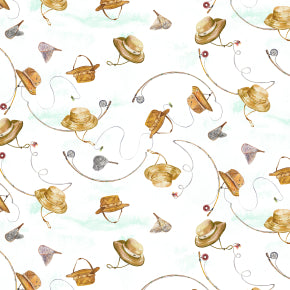 Daily Catch par Tracy Moad pour RJR Fabrics - Background Aqua Cloud Let's Go Fishing